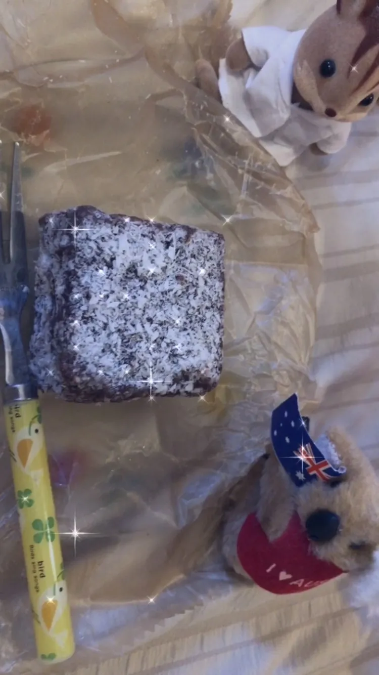 本日のおやつ　手のりsizeラミントン